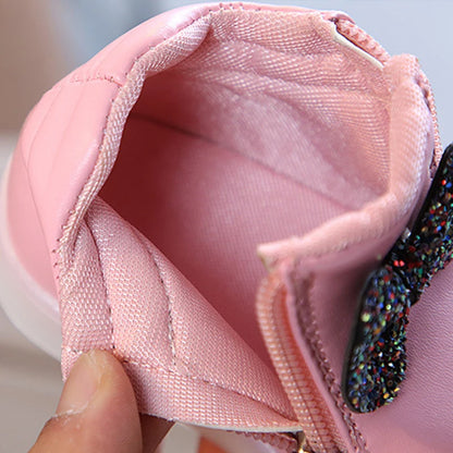 Sapatilhas Brilhantes Infantis, Laço de Princesa para Meninas, Sapatilhas LED para Bebé Fofas com Luz Tamanhos 21-30