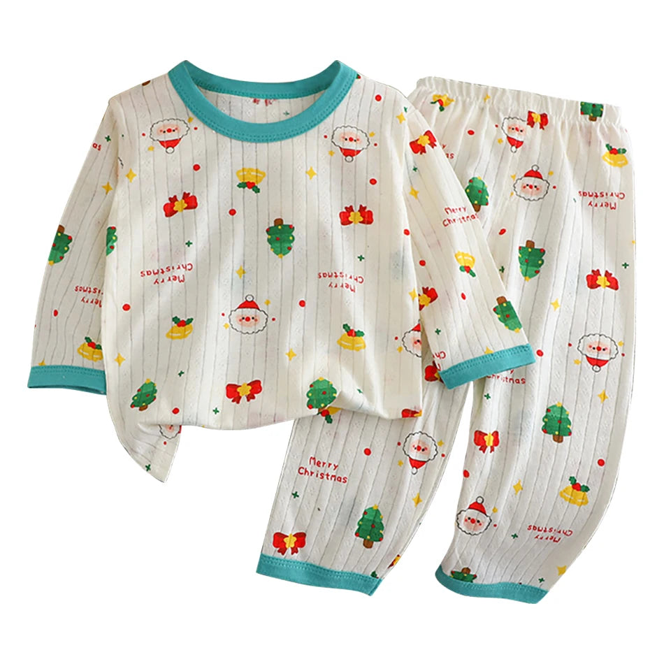 Cute and Comfortable Summer Children Home Wear Long Sleeve Pants Set Cotton Baby Sleepwear Air-Conditioned Rooms Pajama Sets