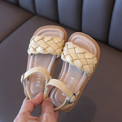 Sapatilhas de Verão para Crianças Meninas Pequenas Sandálias de Praia da Moda Princesa Vestido de Festa Sola Macia Sapatos de Bebé e Criança