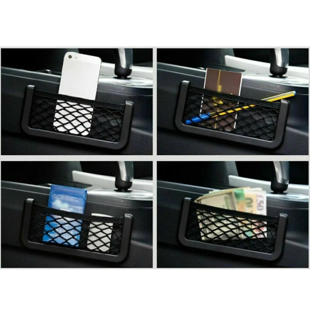 3PCS Car Storage Net Bags Mesh Pockets Universal Car Seat Side Back Storage Net Bag Phone Holder Pocket Organizer