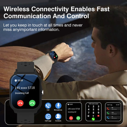 Smart Watch, Chamada/Marcação sem fios, Modo Multi-desportos, Vários Lembretes de Aplicações, Adequado para Homens e Mulheres, Compatível com IPhone/An