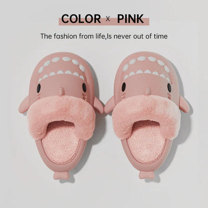 New Waterproof Plush Boys Girls Shoes Toddler Baby Winter Kids Slippers Shark Slides Indoor Winter Men's Shark Cotton Slipper