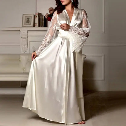 Women Sexy Imitation Ice Silk Plus Size Pajamas Nightgown Night Gown Nightwears For Ladies Comfortable Sexy V-neck Sleepwear