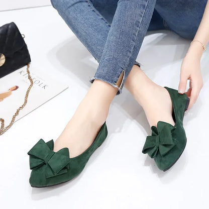 Mulher Moda Laço Verde Flock Sapatilhas Zapatos De Mujer Sapatos Casuais de Senhora Pretos para Escritório e Festa Sapatos Femininas A99