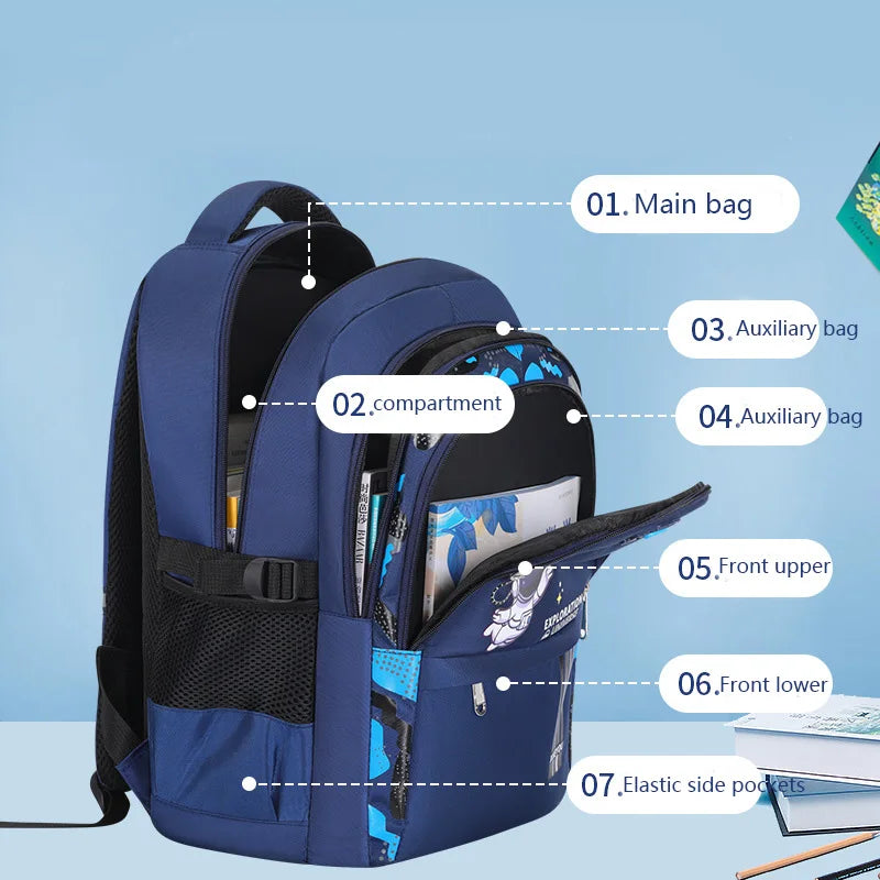Mochila Escolar Infantil para Meninos Mochila Escolar de Astronauta Impermeável Mochila Escolar Primária Mochila Infantil