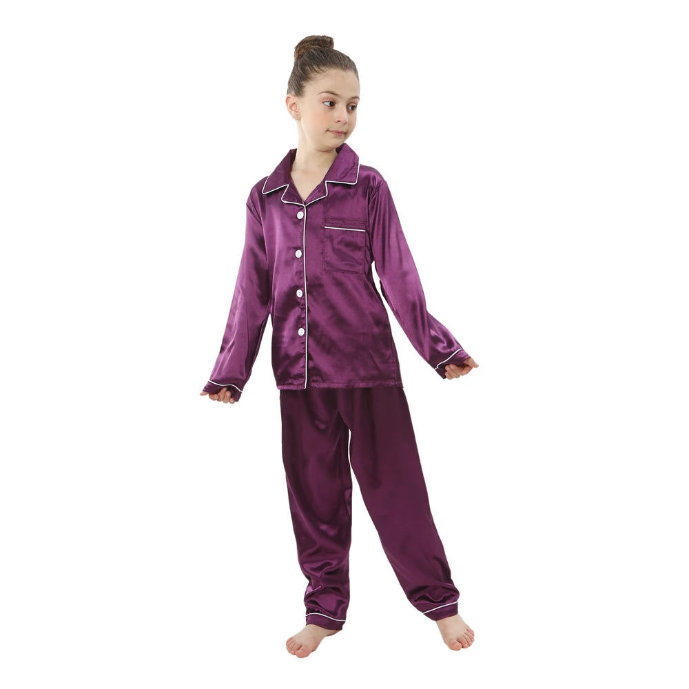 baby sleepwear kids pajamas set teenager loungewear children home clothing boys silk satin pijamas girls nightgowns for party