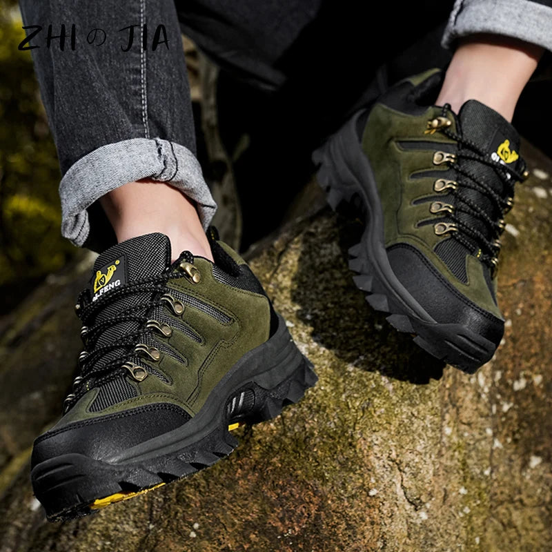 Outdoor Men's Sneaker Autumn Winter Couples Casual Shoes Mountaineering Shoes Men's Leather Walking Shoes Large Footwear