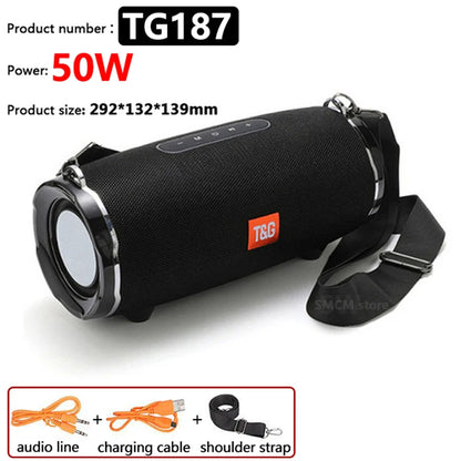 50W High Power caixa de som Bluetooth Speaker Outdoor Waterproof Wireless Column Portable Audio for pc Music Center Subwoofer FM