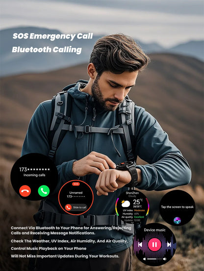 2026 new smart watch 1.43-inch high-definition AMOLED screen supports Bluetooth calls, GPS positioning, health monitoring
