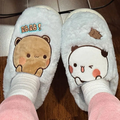  Bubu Dudu Bear Plush Slipper Cartoon Anime Winter Leisure Home Outdoor Anti Slip Thick Bottom Cotton Gift Leisure Shoes Gift