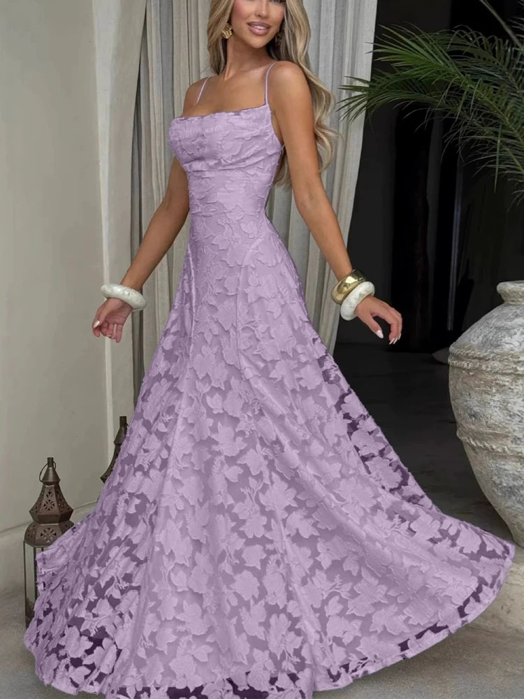 Vestido Maxi Bordado Floral 2026 para Mulher Vestidos de Festa de Verão Vestidos de Formatura Vestidos de Alças sem Costas Estilo Francês Vestido de Noite