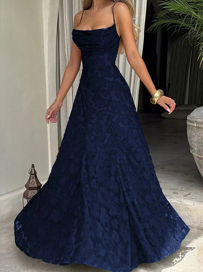 Vestido Maxi Bordado Floral 2026 para Mulher Vestidos de Festa de Verão Vestidos de Formatura Vestidos de Alças sem Costas Estilo Francês Vestido de Noite