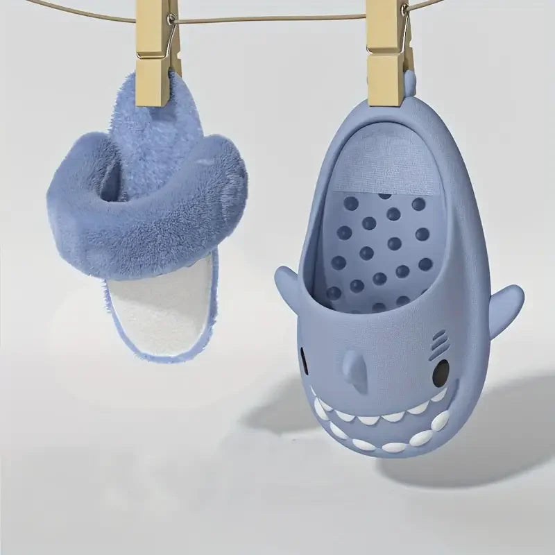 New Waterproof Plush Boys Girls Shoes Toddler Baby Winter Kids Slippers Shark Slides Indoor Winter Men's Shark Cotton Slipper