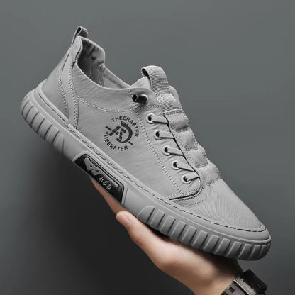 Men's Flat Sneakers Spring Casual Breathable Round Head Lace-up Lightweight Non-slip Canvas Shoes Sapatos Casuais Masculinos