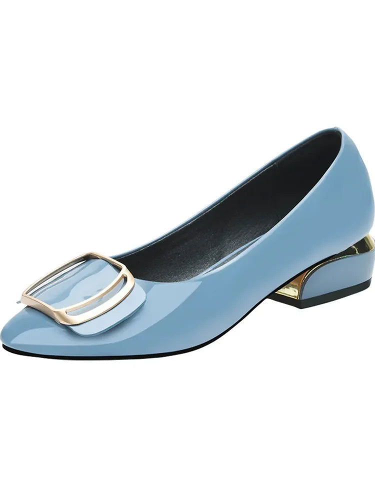sapatos femininas women light weight elegant sky blue comfort slip on square heel shoes lady cute office career work shoes ea184
