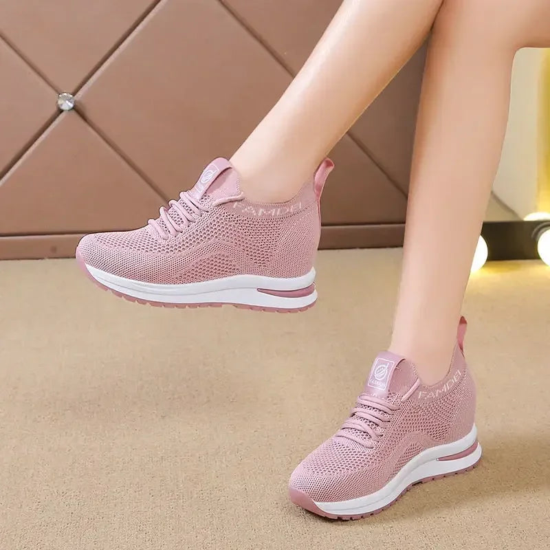 Sapatos Casuais de Primavera Outono 2026 para Mulher Sapatilhas de Plataforma em Malha Respirável da Moda Desporto Feminino Novas Sapatilhas de Designer Tenis De Mujer