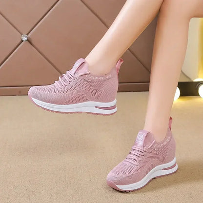 Sapatos Casuais de Primavera Outono 2026 para Mulher Sapatilhas de Plataforma em Malha Respirável da Moda Desporto Feminino Novas Sapatilhas de Designer Tenis De Mujer