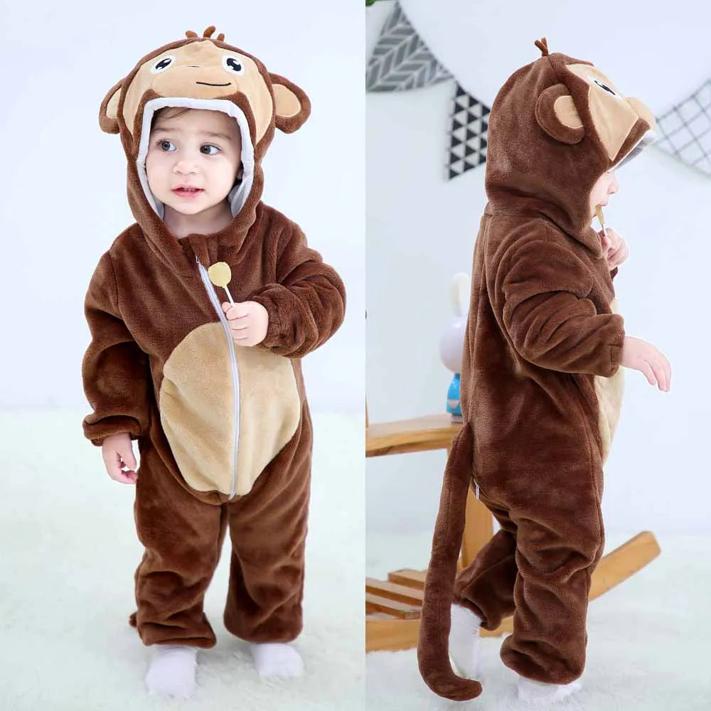 Toddler Boys Girls Kigurumi Pajamas 0-4 Years Children Sleepwear Winter Baby Rompers Infant Flannel Warm Clothes Animal Onesies