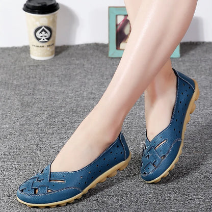 Sapatos Rasos para Mulher 2023 Novos Sapatos de Couro Respiráveis para Mulher Mocassins Sapatos Rasos de Couro Macio Sapatos Casuais Femininos Zapatos Para Mujeres