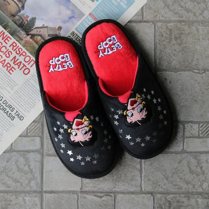 Kawaii Betty Boop Slippers Anime Plush Slipper Cute Cartoon Comfy Warm Home Shoes Anti Skid Soft Outdoor Sole Slippers Girl Gift