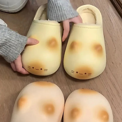 Ultra Light Plush Cotton Slippers Outdoor Home Waterproof Warm Couple Shoes Autumn and Winter Non-slip Bottom Cats Paws Slipper