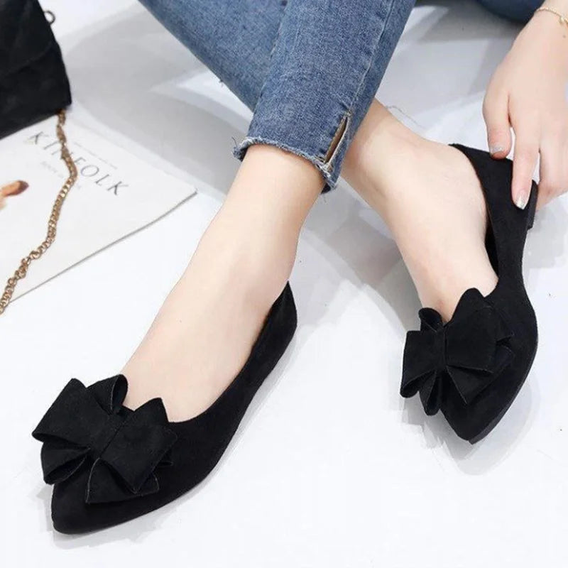 Mulher Moda Laço Verde Flock Sapatilhas Zapatos De Mujer Sapatos Casuais de Senhora Pretos para Escritório e Festa Sapatos Femininas A99
