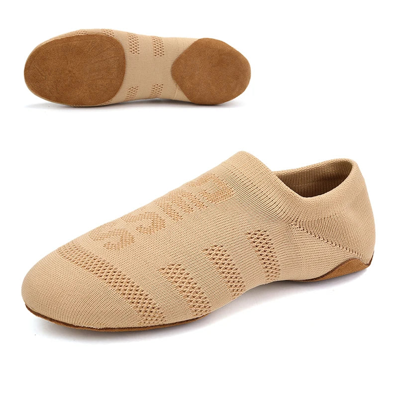 Sapatilhas de Dança para Mulheres, Sapatos de Professor em Malha, Sola Macia, Salto Baixo, Sapatilhas de Treino de Dança Latina, Sapatilhas de Dança de Ballet, Sapatilhas de Salão de Jazz para Meninas
