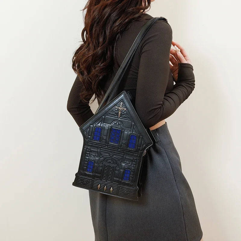 Nova Bolsa Tiracolo Criativa Tridimensional em Forma de Casa para Mulheres Estilo Punk Bolsas de Ombro Personalizadas para Mulheres Estilo Pop QUENTE
