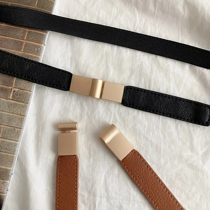 Thin Elastic Waist Belt for Girls Fashion Decorative Belt Slimming Design for Dresses Skirts Stylish Elastic Waistband