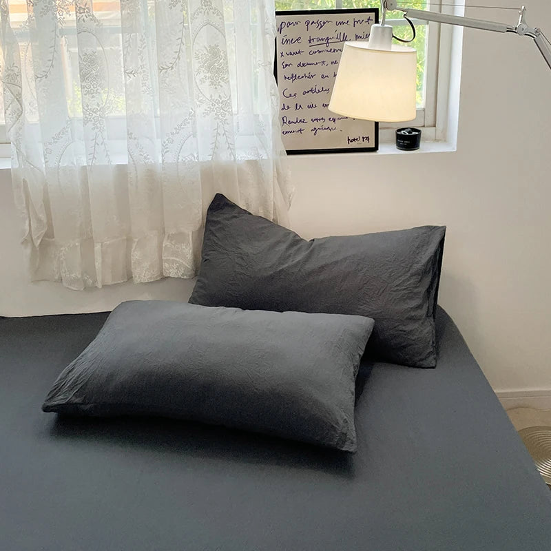 Fashion Dark Gray Duvet Cover Sets Brushed Quilt Covers Single Double Queen Bedding Sets Pillowcase Boys Solid Comforter Cover
