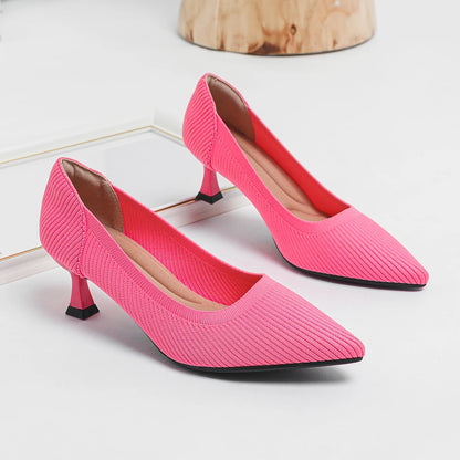 Women's High Heels Fashion Pattern Soft Knitted Comfortable Breathable Shoes 2025 New (6cm High)