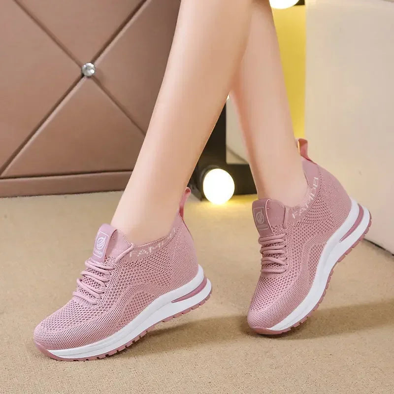 Sapatos Casuais de Primavera Outono 2026 para Mulher Sapatilhas de Plataforma em Malha Respirável da Moda Desporto Feminino Novas Sapatilhas de Designer Tenis De Mujer