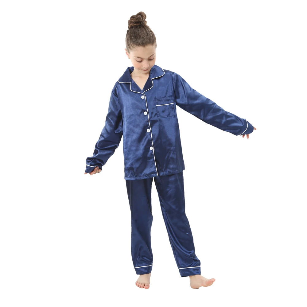 baby sleepwear kids pajamas set teenager loungewear children home clothing boys silk satin pijamas girls nightgowns for party