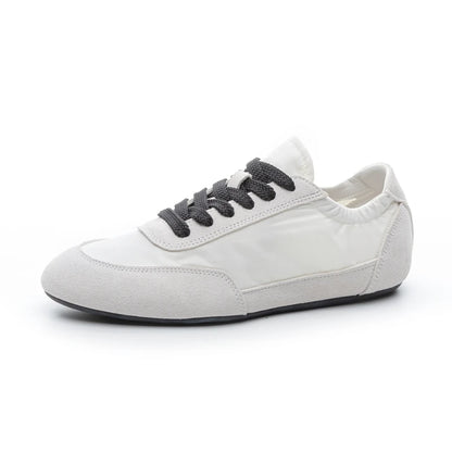 Unique Patchwork Design Sneakers Women Fashion Suede Round Toe Lace Up Derby Shoes Light Soft Sole Casual Shoes Tenis De Mujer