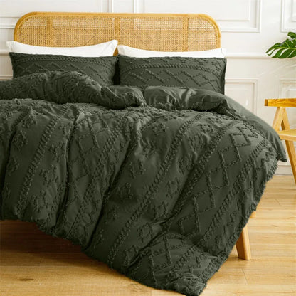 2/3pcs Tufted Beige Duvet Cover Full/Queen/King Size Boho Tufted Microfiber Bedding Set All Seasons for Home Wedding Decoration