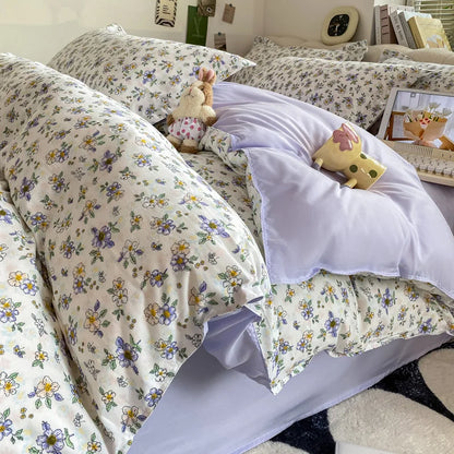 Vintage Floral Duvet Cover Set, 3pcs Botanical Bedding Garden Style Flowers Reversible Comforter Covers Luxury Soft Breathable