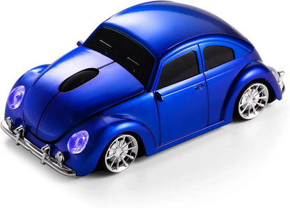 Rato com o Formato de Carro Clássico [Atualizado] com Faróis LED, 1600 DPI, Rato de Computador Sem Fios 2.4Ghz, Confortável para Todas as Utilizações