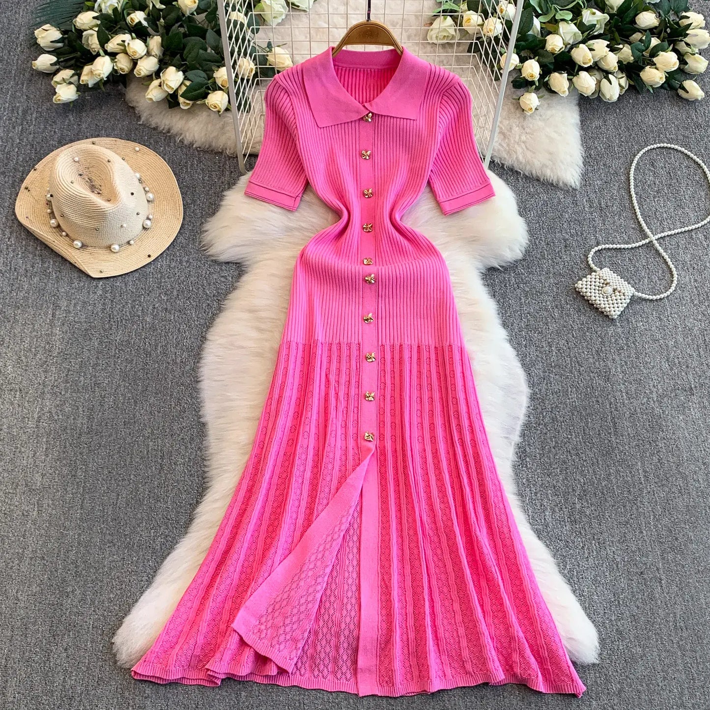 2025 Vestidos de Mulher Linha A Vazados Vestidos Femininos de Malha Vintage Robe Femme Cintura Alta Verão Coreano Vestido de Peitilho Único