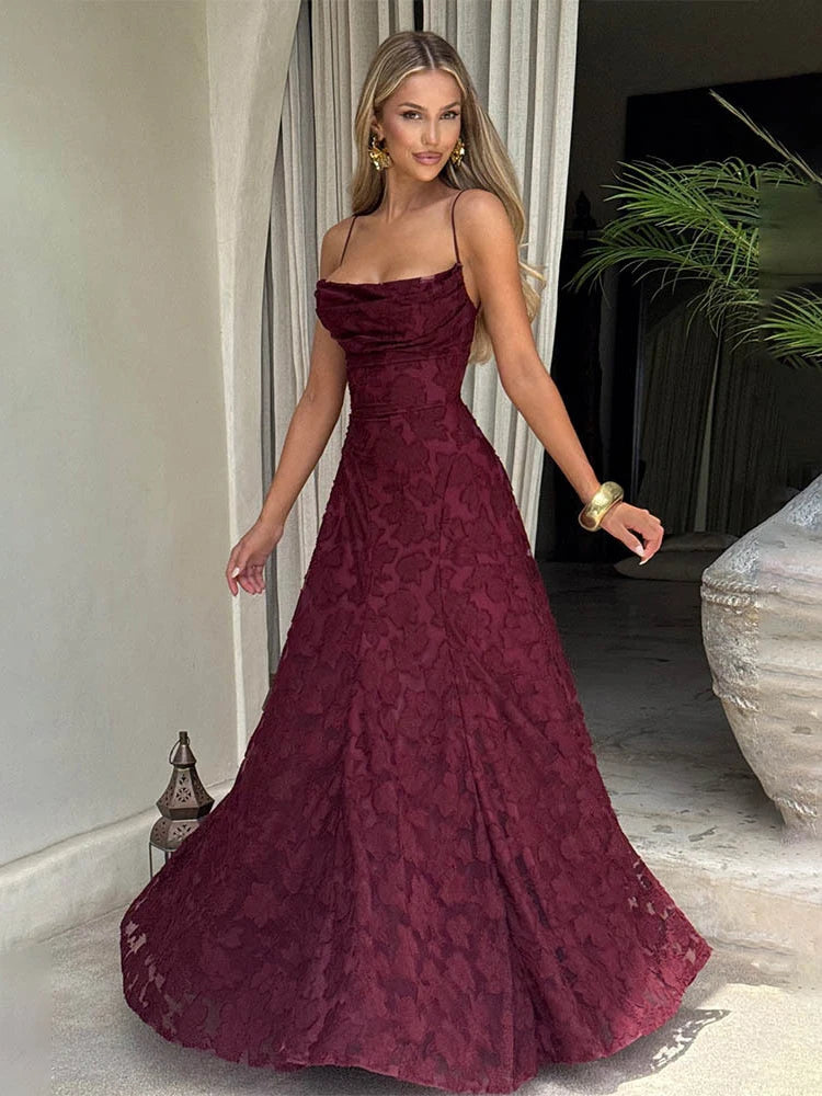 Vestido Maxi Bordado Floral 2026 para Mulher Vestidos de Festa de Verão Vestidos de Formatura Vestidos de Alças sem Costas Estilo Francês Vestido de Noite
