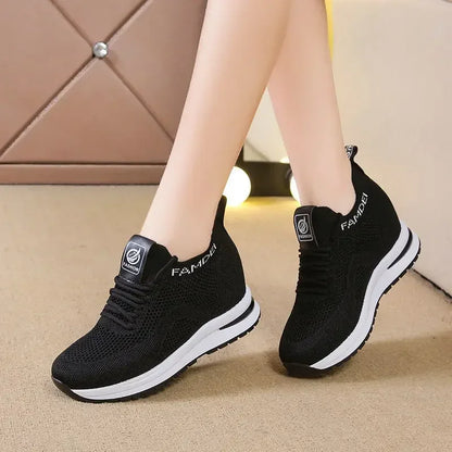 Sapatos Casuais de Primavera Outono 2026 para Mulher Sapatilhas de Plataforma em Malha Respirável da Moda Desporto Feminino Novas Sapatilhas de Designer Tenis De Mujer