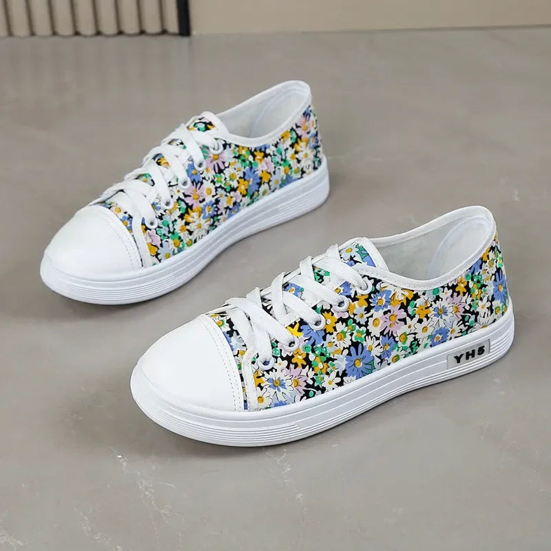 Sapatos Feminas Women Light Weight Green Floral Pattern Slip on Anti Skid Canvas Shoes Student School Red Cool Work Shoes A158