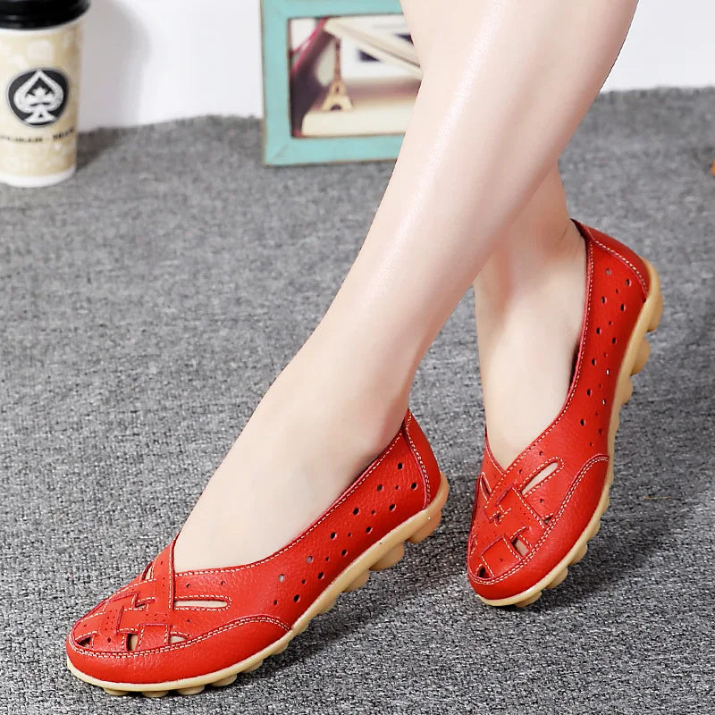 Sapatos Rasos para Mulher 2023 Novos Sapatos de Couro Respiráveis para Mulher Mocassins Sapatos Rasos de Couro Macio Sapatos Casuais Femininos Zapatos Para Mujeres