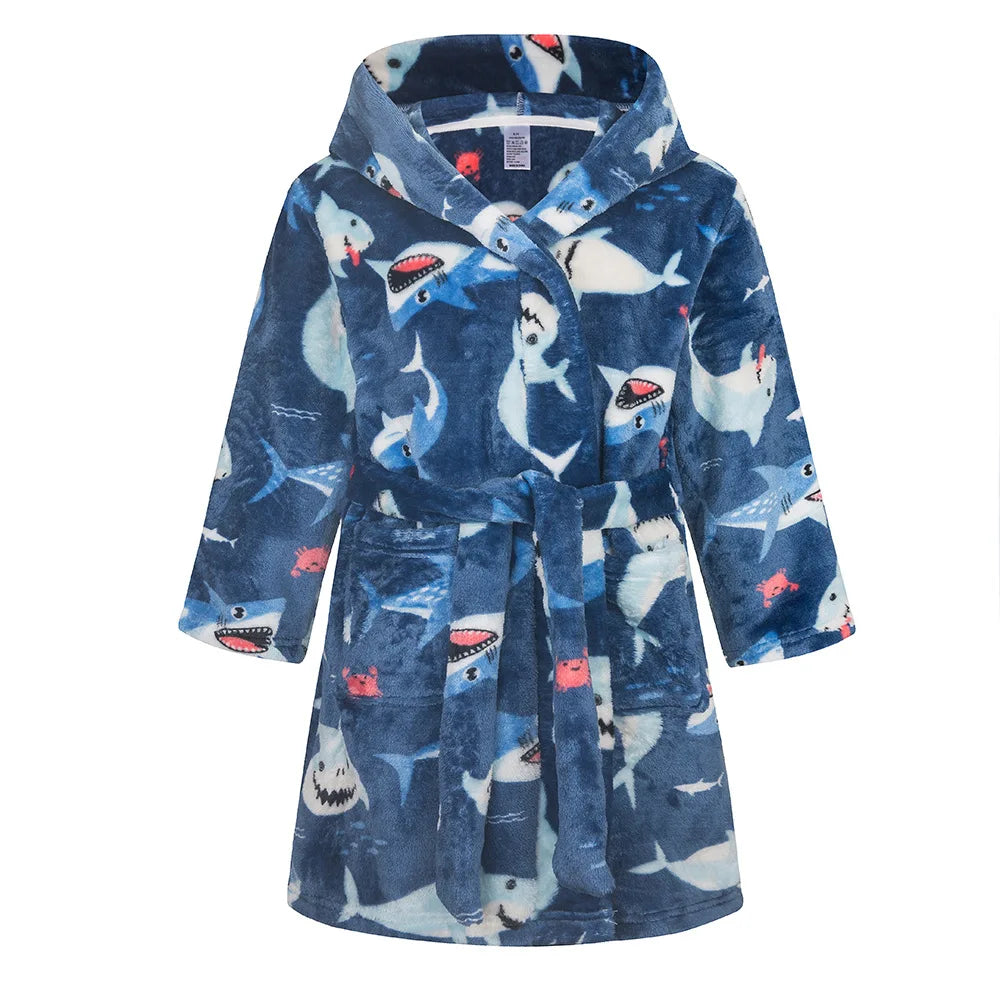 Winter Christmas Bath Robe For Girls Pajamas Animal Hooded Robes Children Dressing Gown Boys Sleepwear Kids Bathrobe 6 8 10 12Y