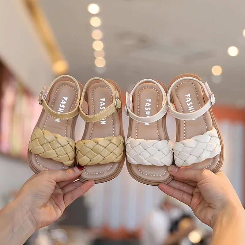 Sapatilhas de Verão para Crianças Meninas Pequenas Sandálias de Praia da Moda Princesa Vestido de Festa Sola Macia Sapatos de Bebé e Criança