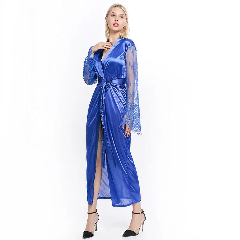 Women Sexy Imitation Ice Silk Plus Size Pajamas Nightgown Night Gown Nightwears For Ladies Comfortable Sexy V-neck Sleepwear