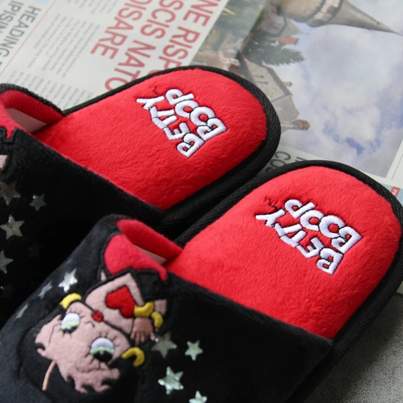 Kawaii Betty Boop Slippers Anime Plush Slipper Cute Cartoon Comfy Warm Home Shoes Anti Skid Soft Outdoor Sole Slippers Girl Gift