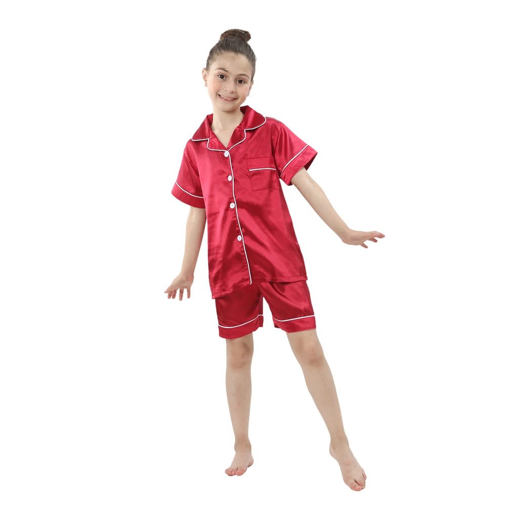 baby sleepwear kids pajamas set teenager loungewear children home clothing boys silk satin pijamas girls nightgowns for party