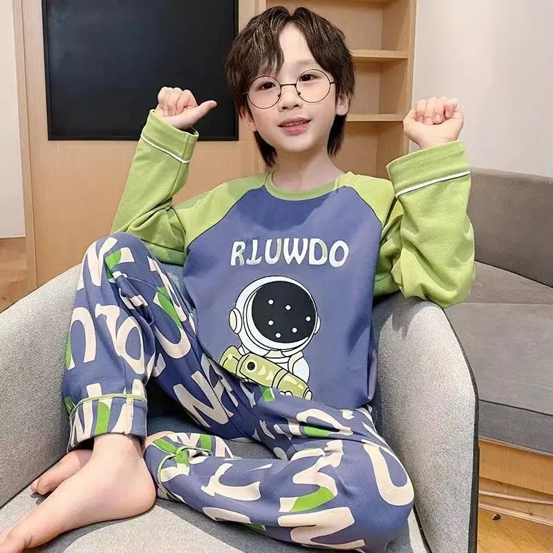 Kids Boys Pajama Sets - Soft Cotton Loungewear Sleepwear & Robe, Children's Pijama Clothes for Mother and Son