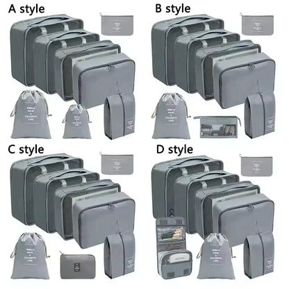 Travel Organizer Set - Suitcase Packing Cubes 8 Pieces Portable Wardrobe Luggage Storage Bags for Clothes & Shoes