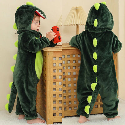 Toddler Boys Girls Kigurumi Pajamas 0-4 Years Children Sleepwear Winter Baby Rompers Infant Flannel Warm Clothes Animal Onesies